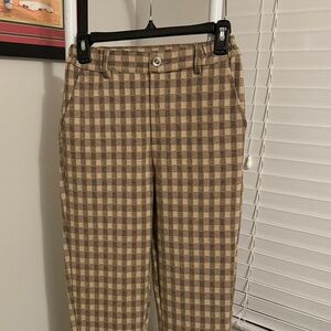 Beige and Black Checkered Pants